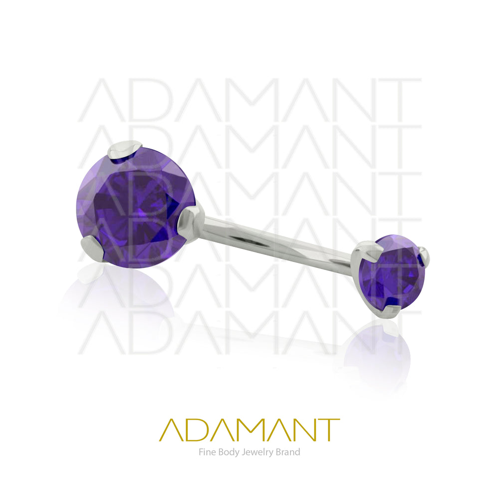 14g, Titanio Navel Curved, Rosca Interna, 1.2mm Patrón de Rosca, Ombligo Prong Set, Cubic Zirconia.