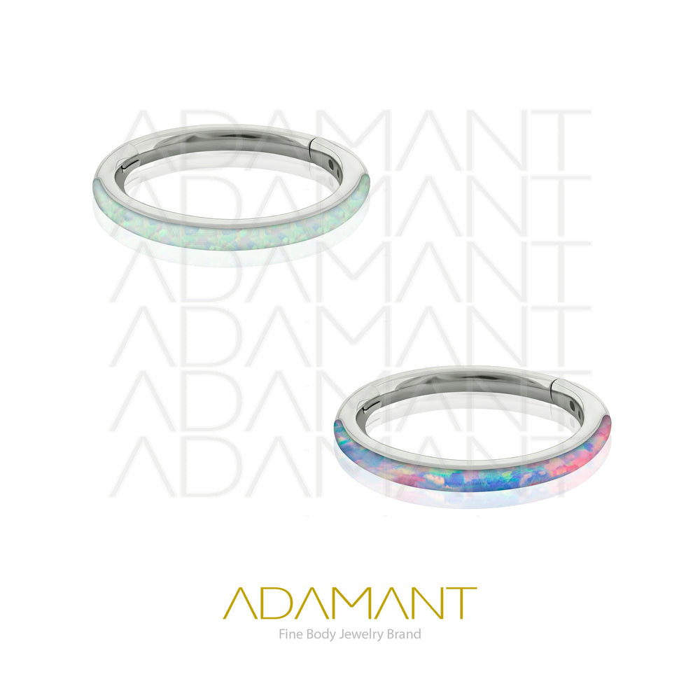14g, Titanio, Aro Clicker con Bisagra, Side Full Opal