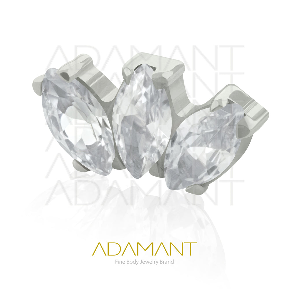 14g, Titanio Accesorio Rosca, 1.2mm Patrón de rosca, Marquise, Prong Set, Cubic Zirconia