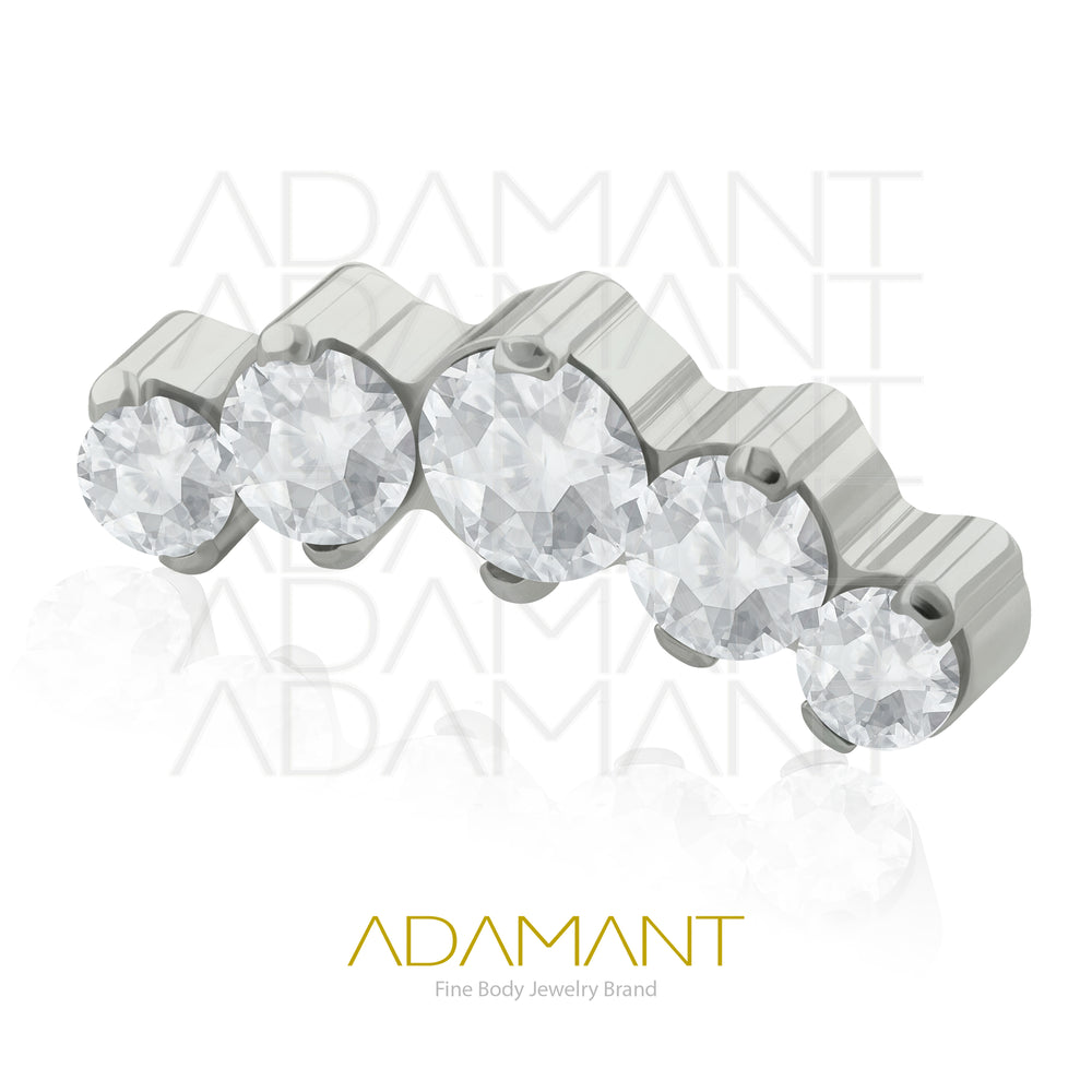 14g, Titanio Accesorio Rosca, 1.2mm Patrón de rosca, Five Curved, Prong Set, Cubic Zirconia