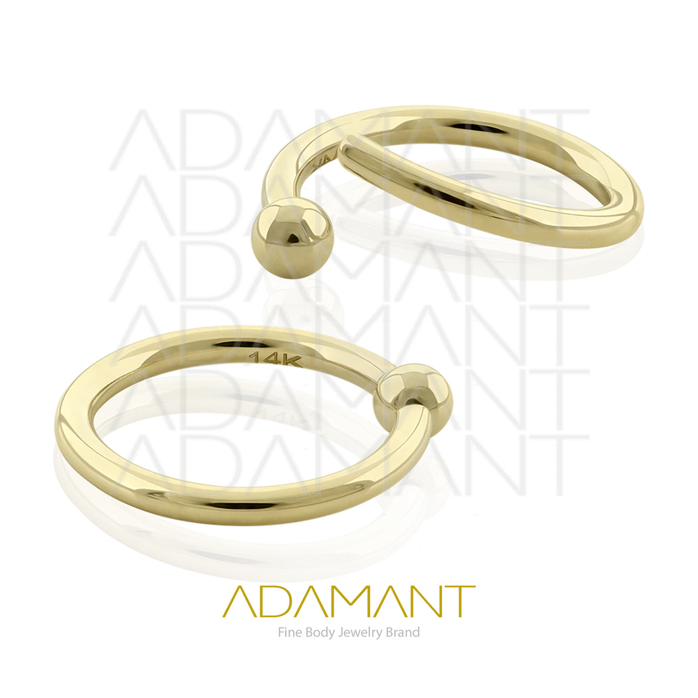 16g, Oro Solido 14k Aro Seamless con bola