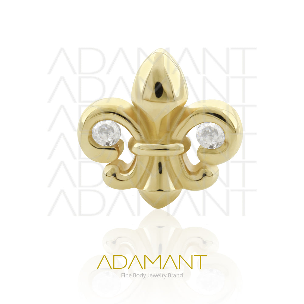 25g, Oro Solido 14k Accesorio Sin Rosca, 4.8mm Tamaño del Pin, Ribbon, Prong Set, Cubic Zirconia