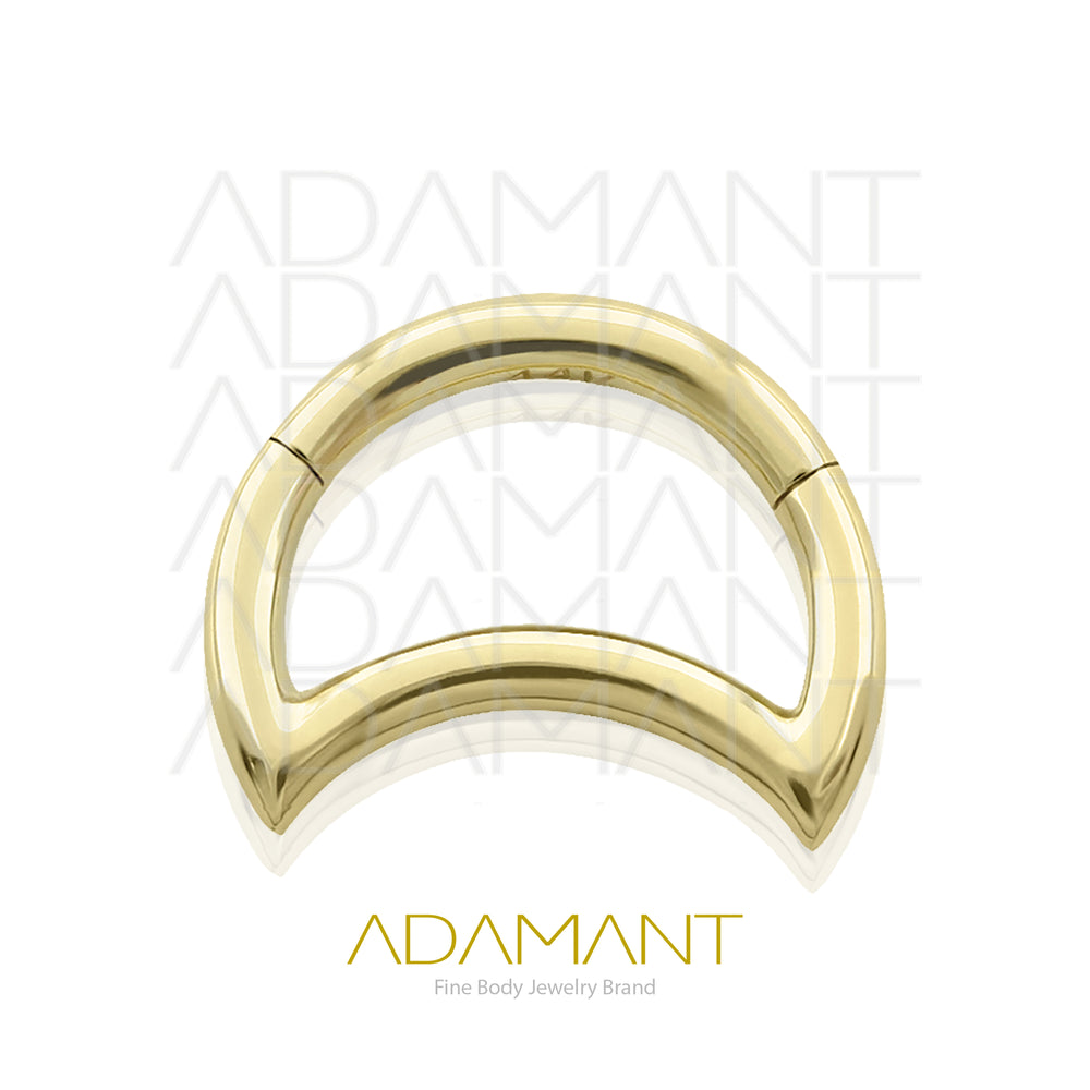16g, Oro Solido 14k Aro de Bisagra Clicker Moon Shaped