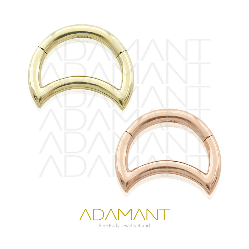 16g, Oro Solido 14k Aro de Bisagra Clicker Moon Shaped