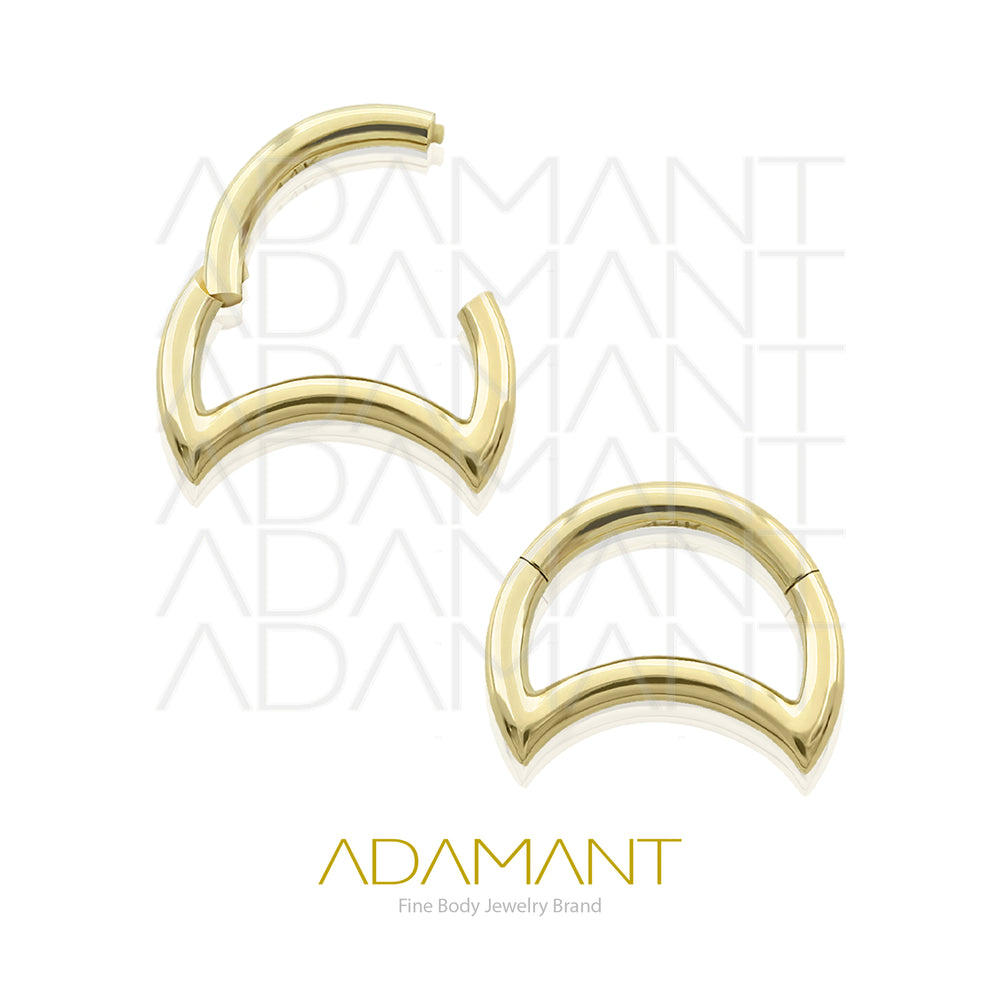 16g, Oro Solido 14k Aro de Bisagra Clicker Moon Shaped