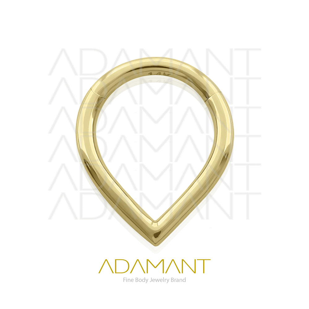 16g, Oro Solido 14k Aro de Bisagra Clicker V shaped