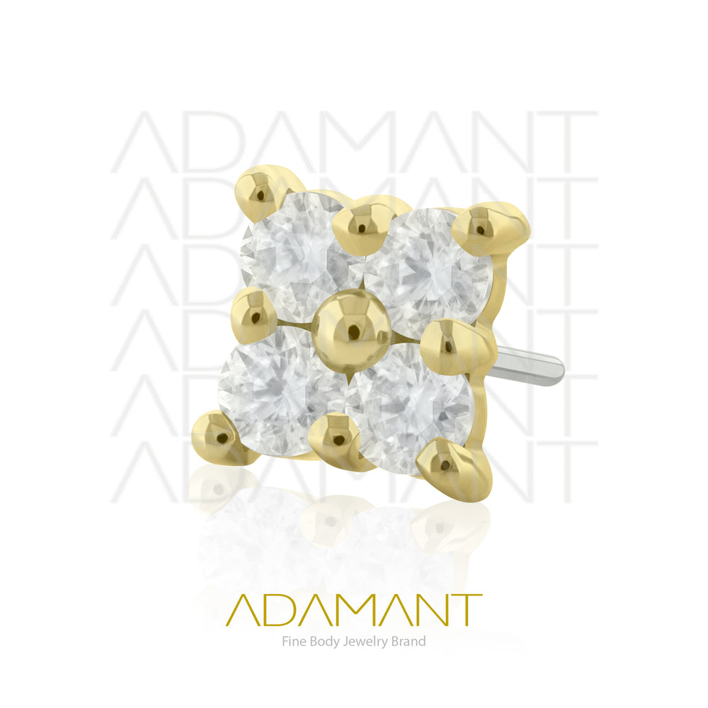 25g, Oro Solido 14k Accesorio Sin Rosca, 4.8mm Tamaño del Pin, Astro, Prong Set, Cubic Zirconia