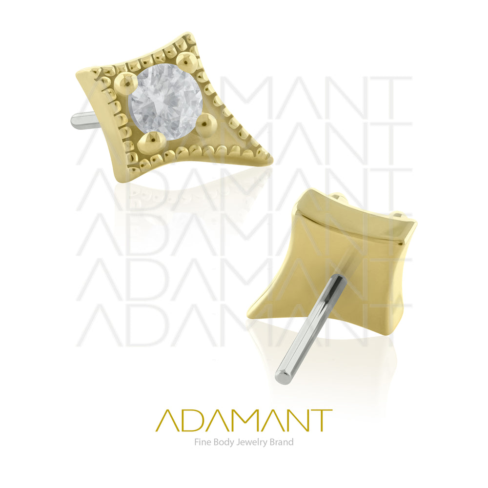 25g, Oro Solido 14k Accesorio Sin Rosca, 4.8mm Tamaño del Pin, Estrella Polar, Prong Set, Cubic Zirconia
