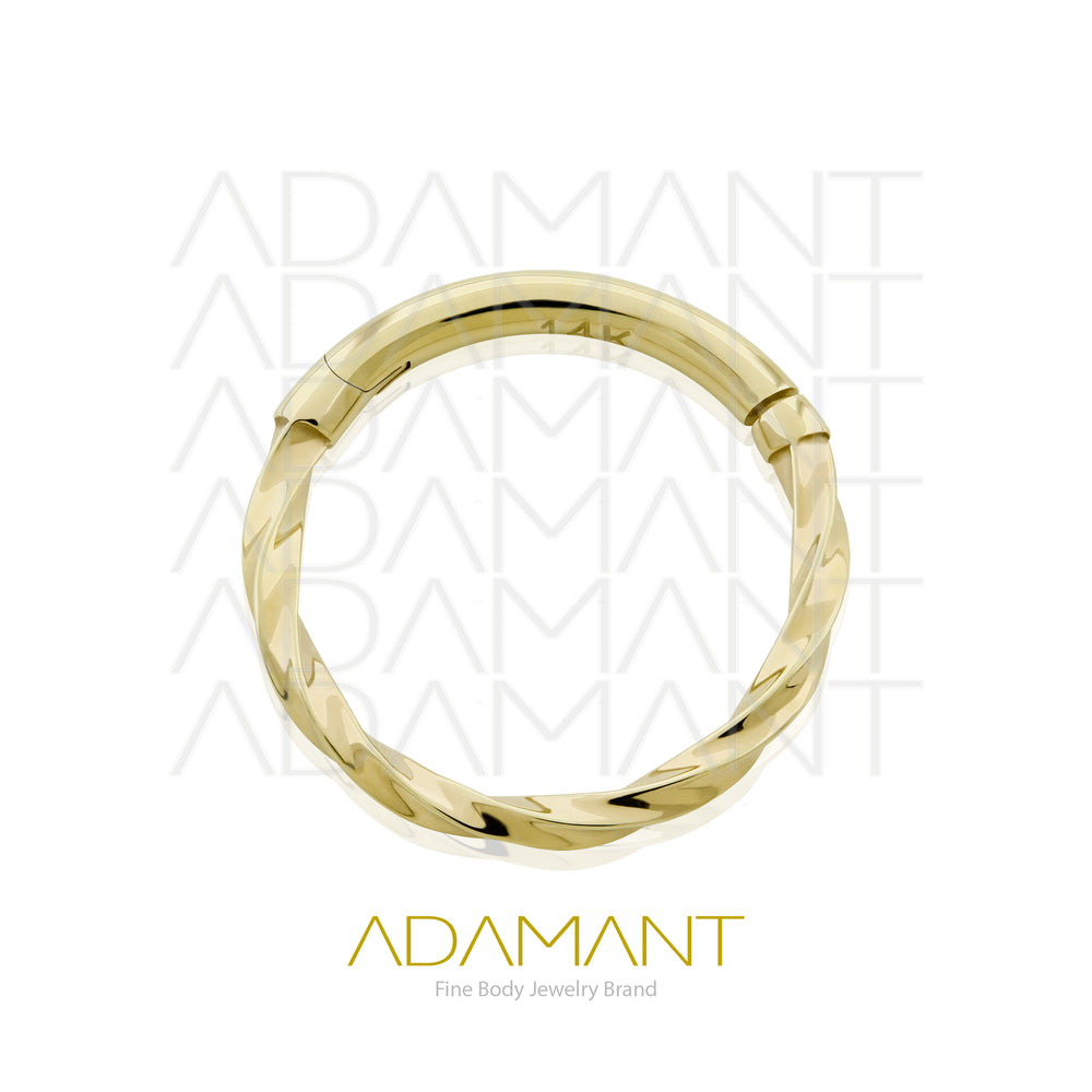 16g, Oro Solido 14k Aro de Bisagra Clicker Rope