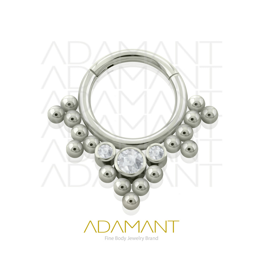 16g, Titanio, Aro Clicker con Bisagra, Jupiter Bezel set, Cubic Zirconia