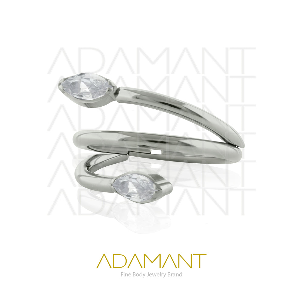 16g, Titanio, Aro Clicker con Bisagra, Twister Marquise Prong set, Cubic Zirconia