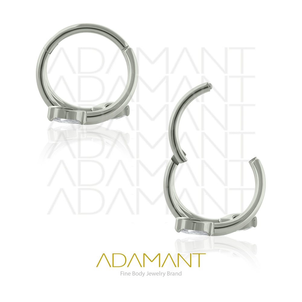 16g, Titanio, Aro Clicker con Bisagra, Twister Marquise Prong set, Cubic Zirconia
