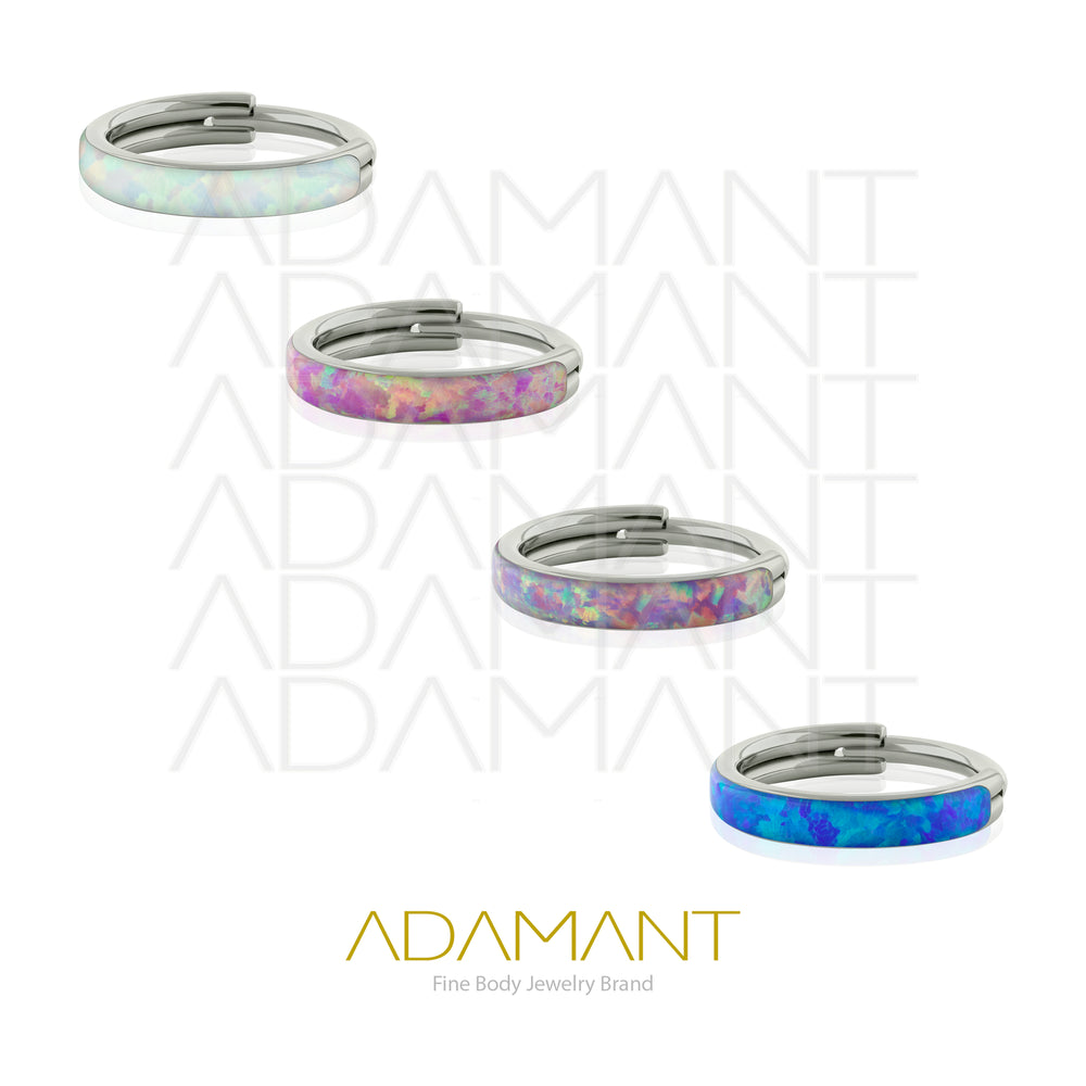 16g, Titanio, Aro Clicker con Bisagra, Side Wide Plate Full Opal