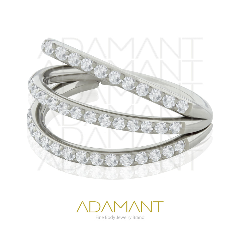 16g, Titanio, Aro Clicker con Bisagra, 3 Layers Side Multijoya Prong set, Cubic Zirconia