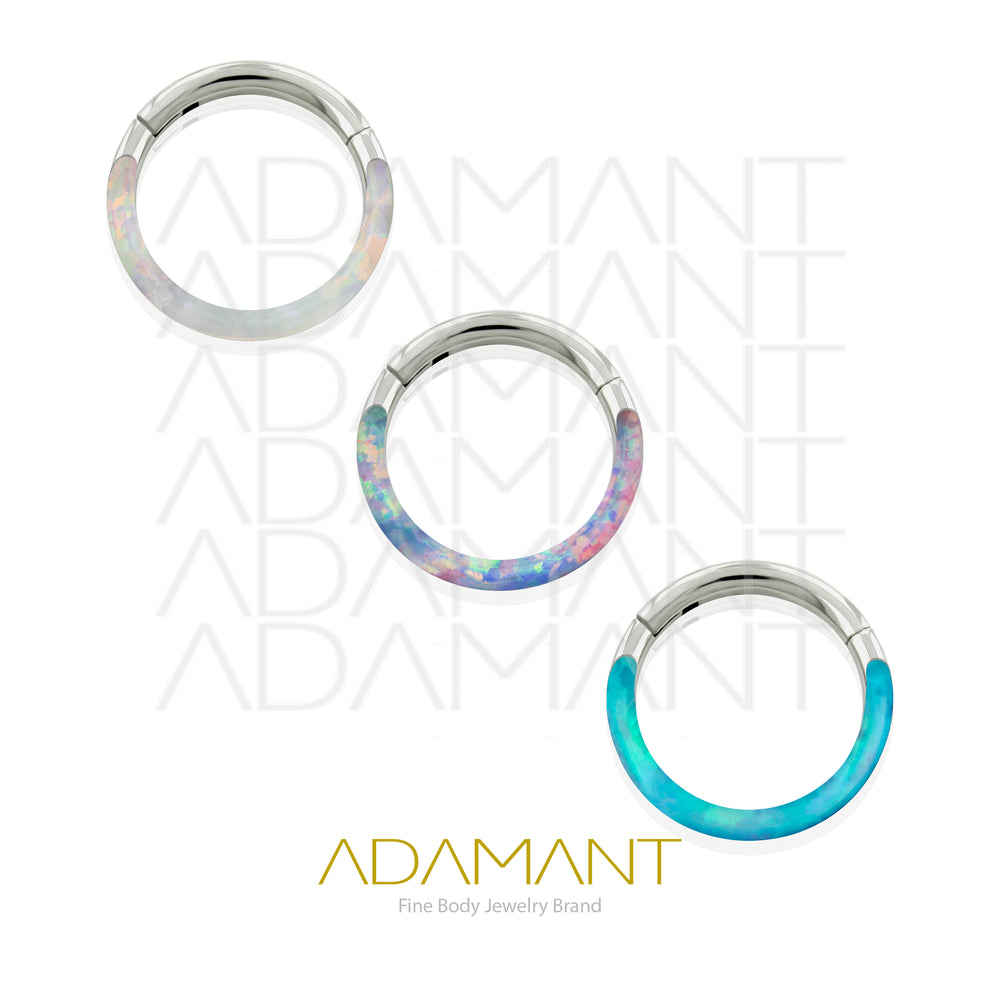 18g, Titanio, Aro Clicker con Bisagra, Front Full Opal