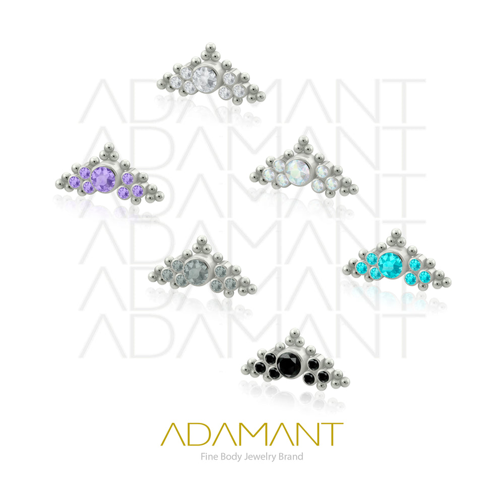 18g - 16g, Titanio Accesorio Rosca, 0.9mm Patrón de rosca, Crown, Bezel Set, Cubic Zirconia.