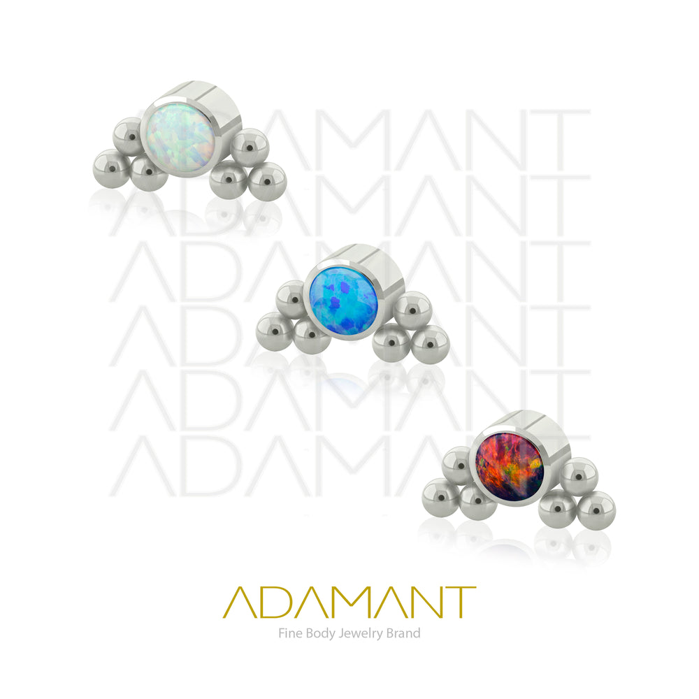 18g - 16g, Titanio Accesorio Rosca, 0.9mm Patrón de rosca, Side Doble TRI, Bezel Set, Opal.
