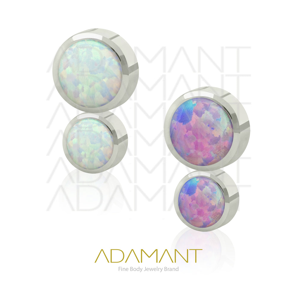 18g - 16g, Titanio Accesorio Rosca, 0.9mm Patrón de rosca, Doble Cluster, Bezel Set, Opal.