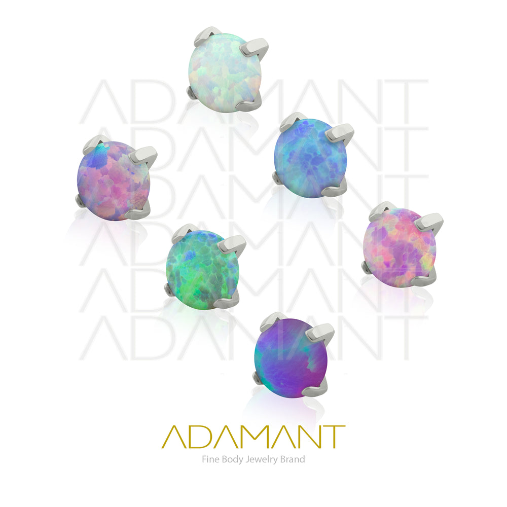 18g - 16g, Titanio Accesorio Rosca, 0.9mm Patrón de rosca, Prong Set 4, Opal Plano.