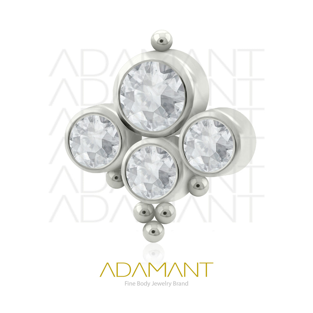 18g - 16g, Titanio Accesorio Rosca, 0.9mm Patrón de rosca, Majestic, Bezel Set, Cubic Zirconia.
