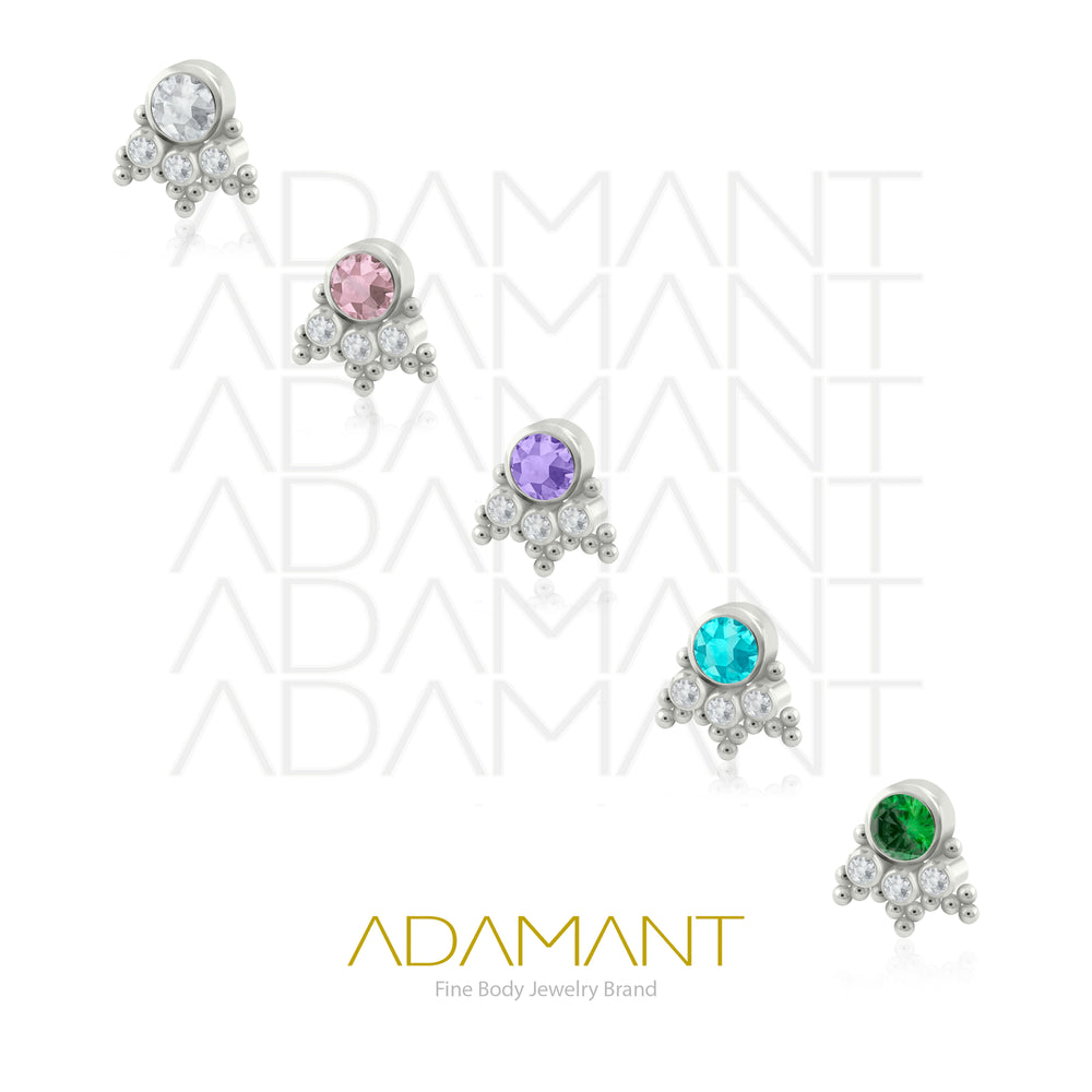18g - 16g, Titanio Accesorio Rosca, 0.9mm Patrón de rosca, Mercury, Bezel Set, Cubic Zirconia.
