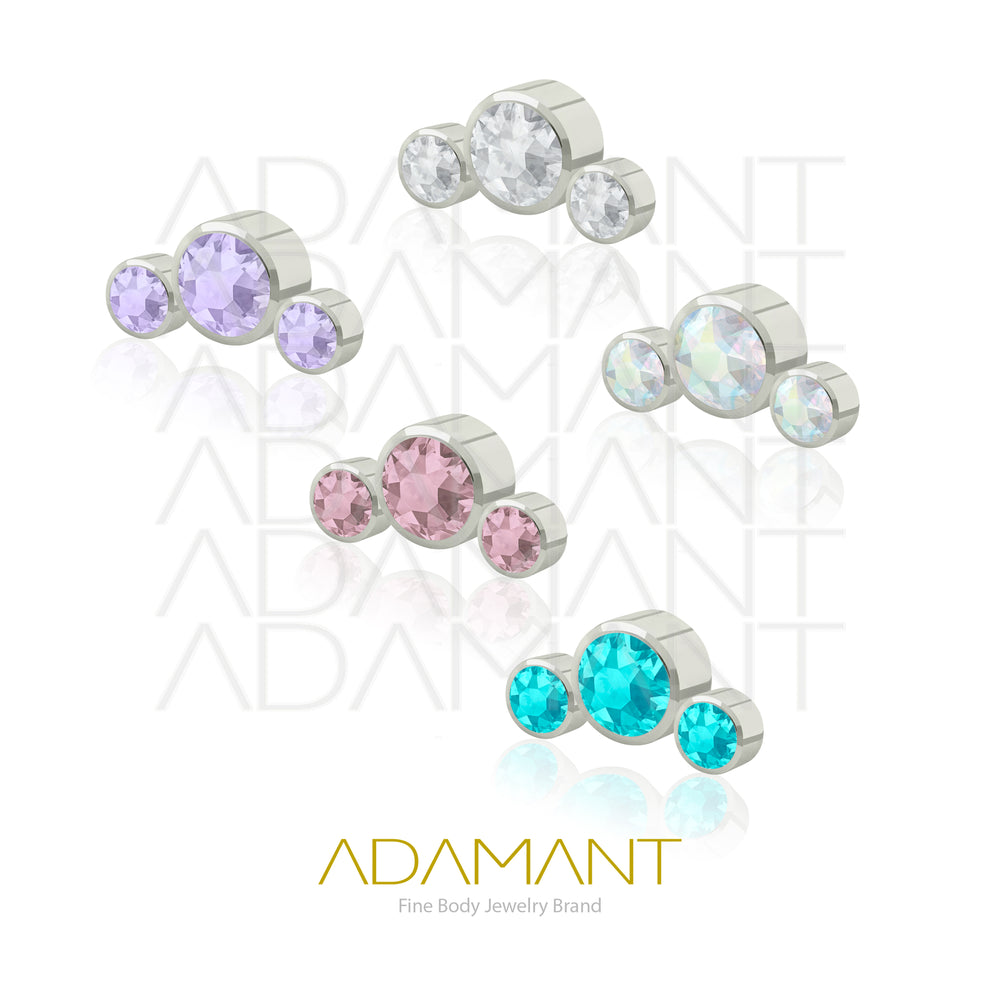18g - 16g, Titanio Accesorio Rosca, 0.9mm Patrón de rosca, Neptuno, Bezel Set, Cubic Zirconia.