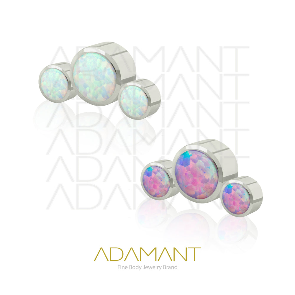 18g - 16g, Titanio Accesorio Rosca, 0.9mm Patrón de rosca, Neptuno, Bezel Set, Opal.