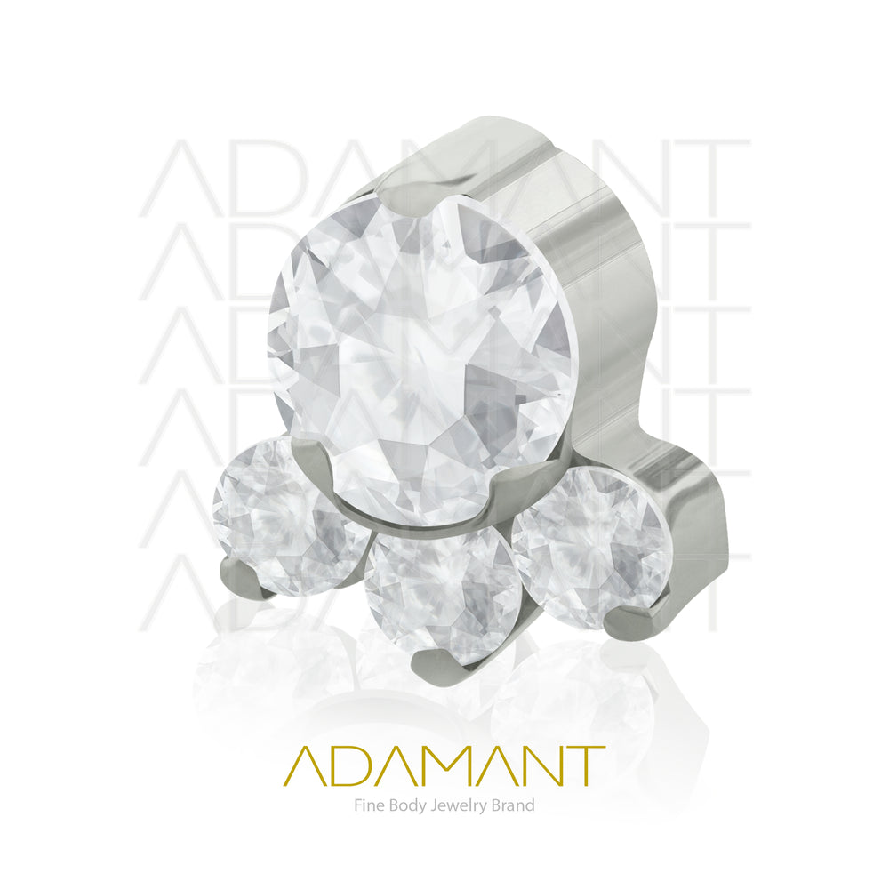 18g - 16g, Titanio Accesorio Rosca, 0.9mm Patrón de rosca, Rocket, Prong Set, Cubic Zirconia.
