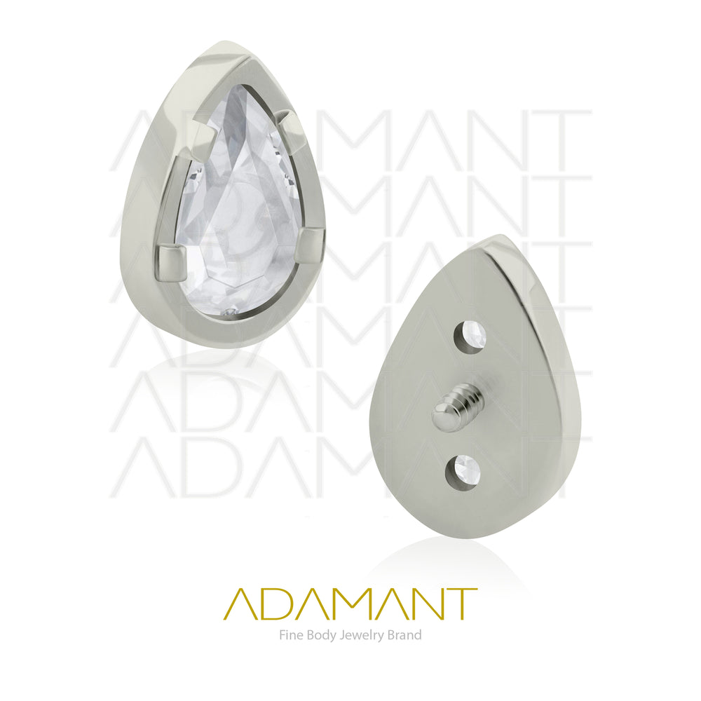 18g - 16g, Titanio Accesorio Rosca, 0.9mm Patrón de rosca, Teardrop Prong Set 4, Cubic Zirconia.