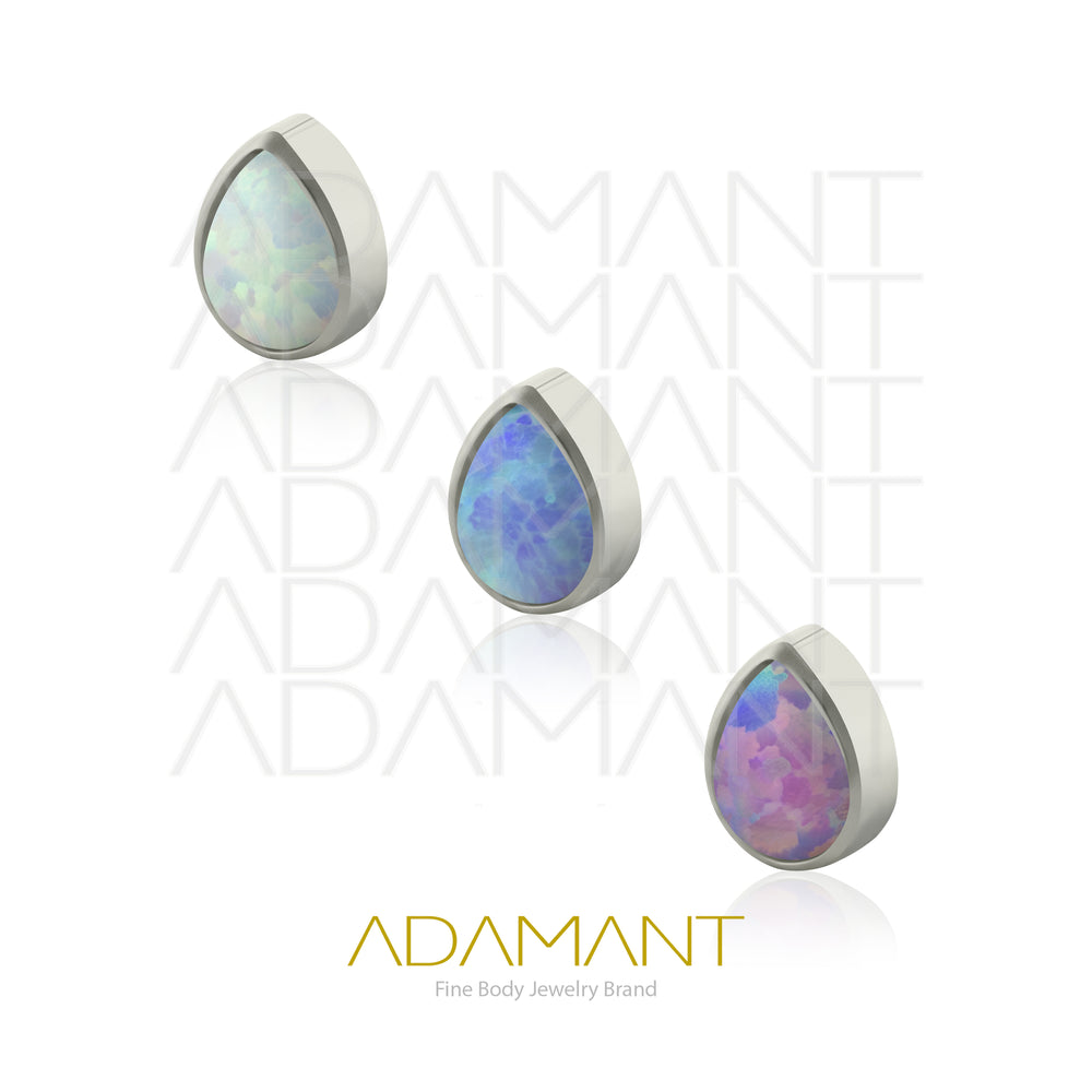 18g - 16g, Titanio Accesorio Rosca, 0.9mm Patrón de rosca, Teardrop Bezel Set, Opal.