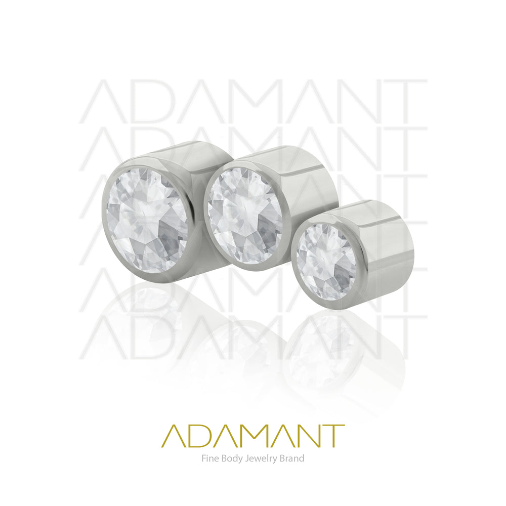 18g - 16g, Titanio Accesorio Rosca, 0.9mm Patrón de rosca, Verona, Bezel Set, Cubic Zirconia.