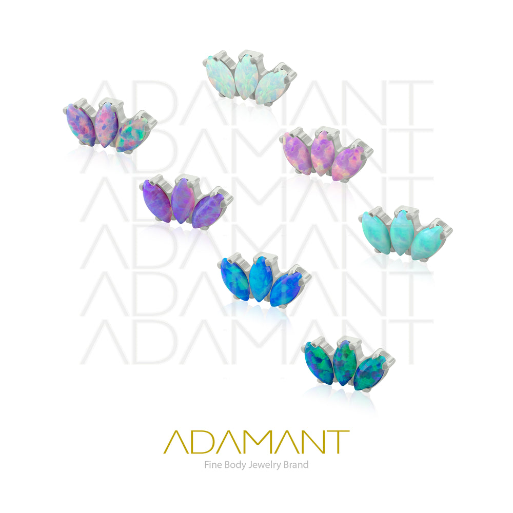 18g - 16g, Titanio Accesorio Rosca, 0.9mm Patrón de rosca, Marquise, Prong Set, Opal.