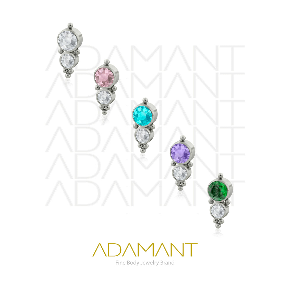 18g - 16g, Titanio Accesorio Rosca, 0.9mm Patrón de rosca, Venus, Bezel Set, Cubic Zirconia.