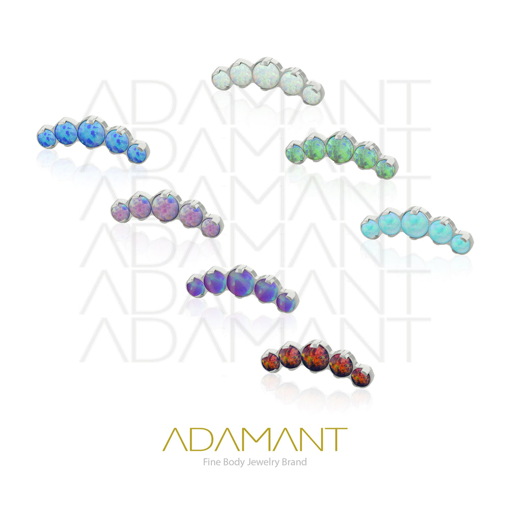 18g - 16g, Titanio Accesorio Rosca, 0.9mm Patrón de rosca, Five Curved, Prong Set, Opal.