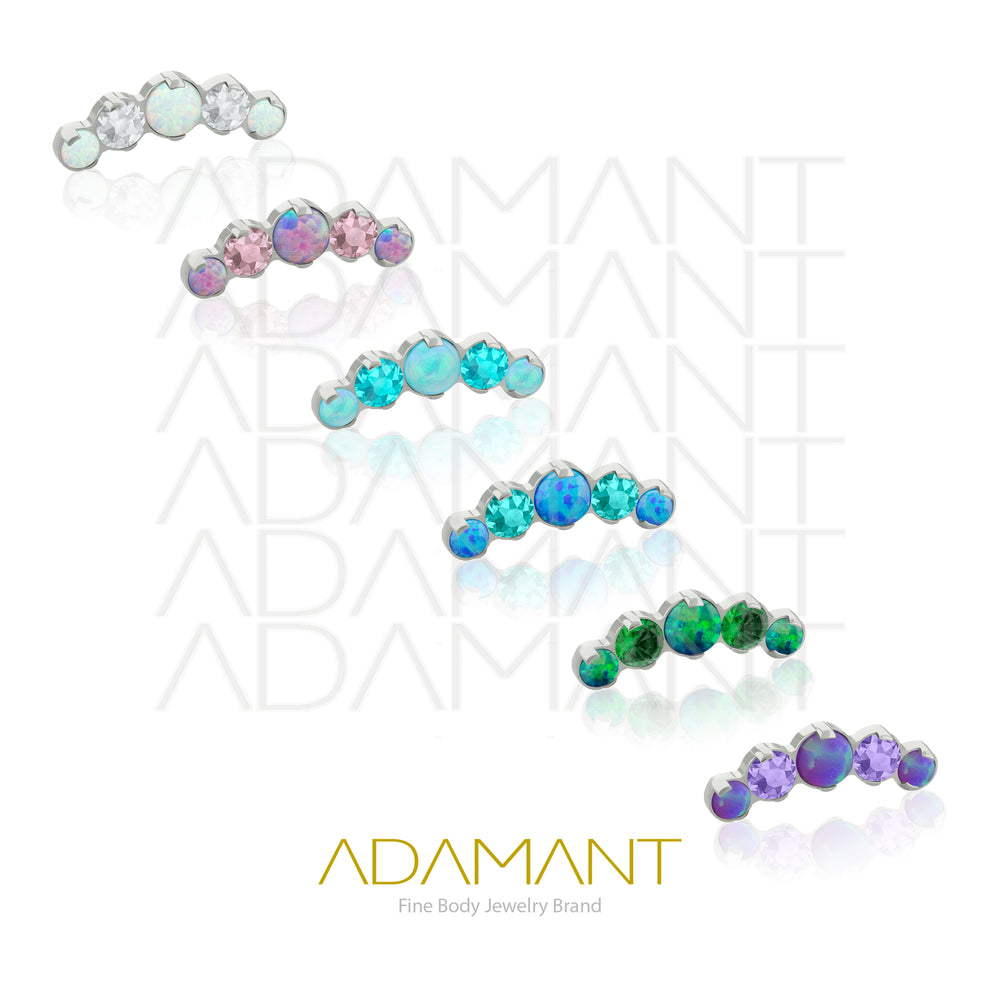18g - 16g, Titanio Accesorio Rosca, 0.9mm Patrón de rosca, Five Curved, Prong Set, Opal y Cubic Zirconia.