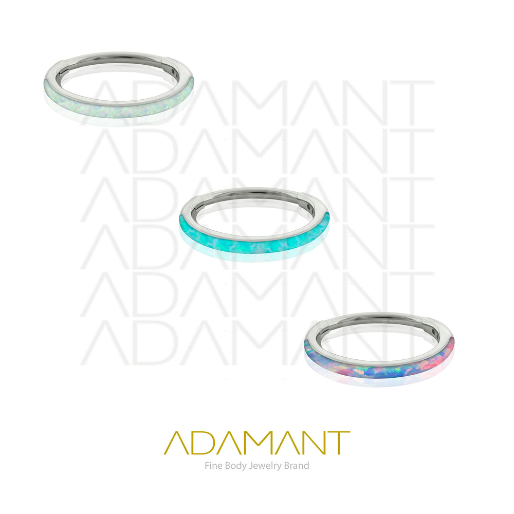 18g, Titanio, Aro Clicker con Bisagra, Side Full Opal