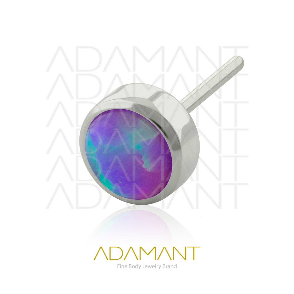 20g-18g-16g-14g Titanio Accesorios Sin Rosca, Bezel set Plano, Opal.