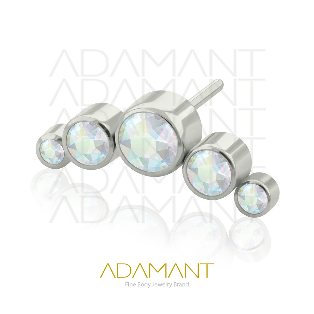 20g-18g-16g-14g Titanio Accesorios Sin Rosca, Five Curved, Bezel set, Cubic Zirconia.