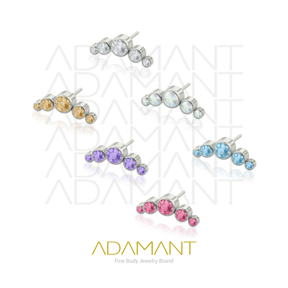 20g-18g-16g-14g Titanio Accesorios Sin Rosca, Five Curved, Bezel set, Cubic Zirconia.