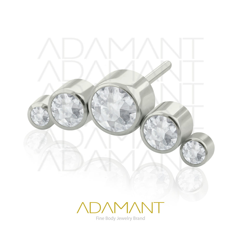 20g-18g-16g-14g Titanio Accesorios Sin Rosca, Five Curved, Bezel set, Cubic Zirconia.