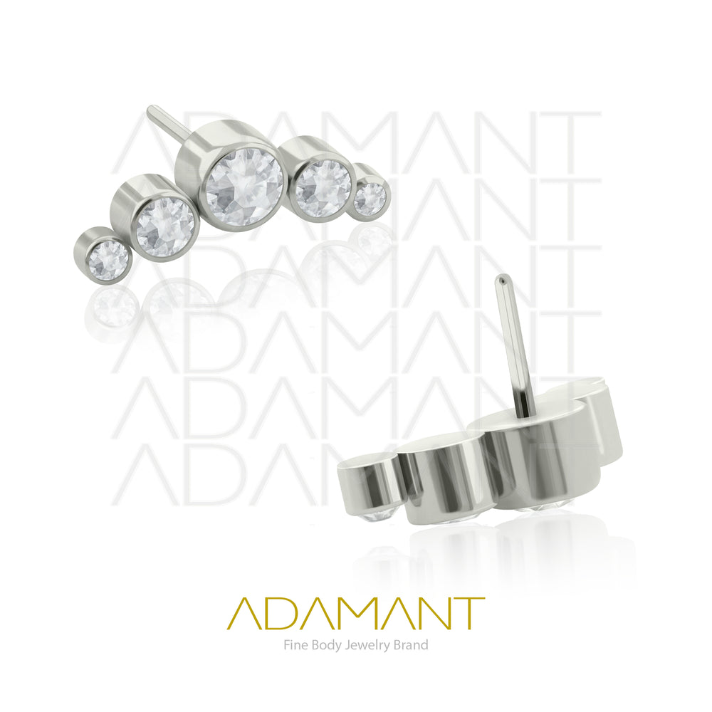 20g-18g-16g-14g Titanio Accesorios Sin Rosca, Five Curved, Bezel set, Cubic Zirconia.