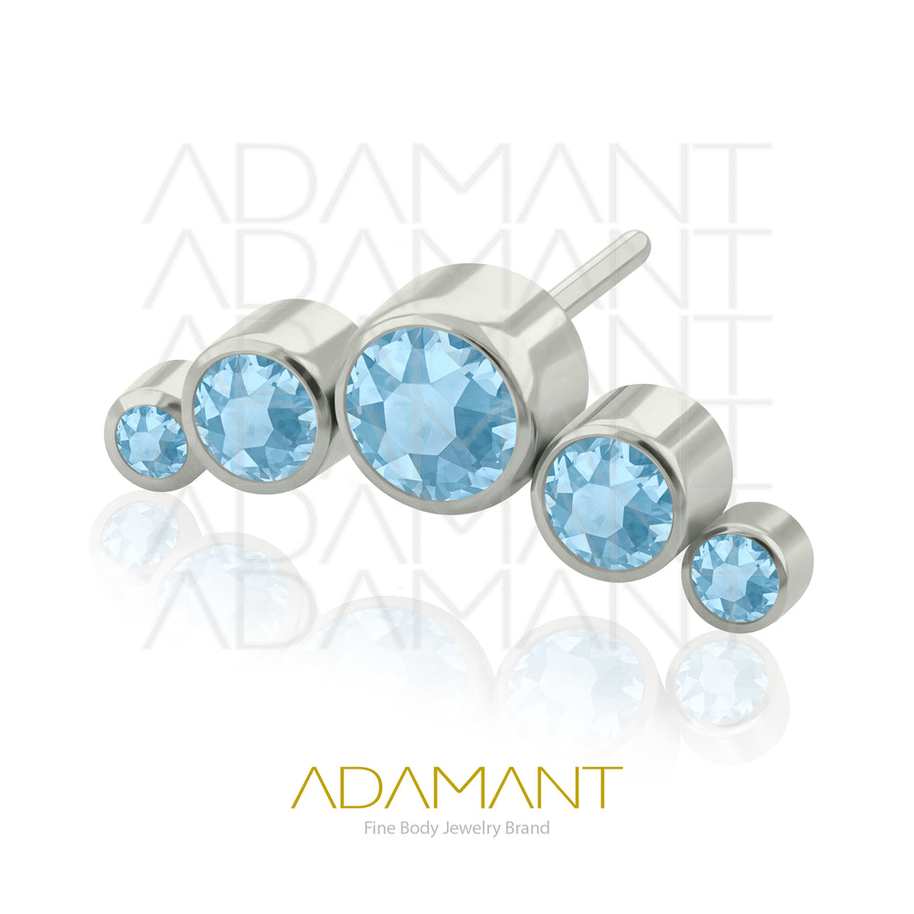20g-18g-16g-14g Titanio Accesorios Sin Rosca, Five Curved, Bezel set, Cubic Zirconia.