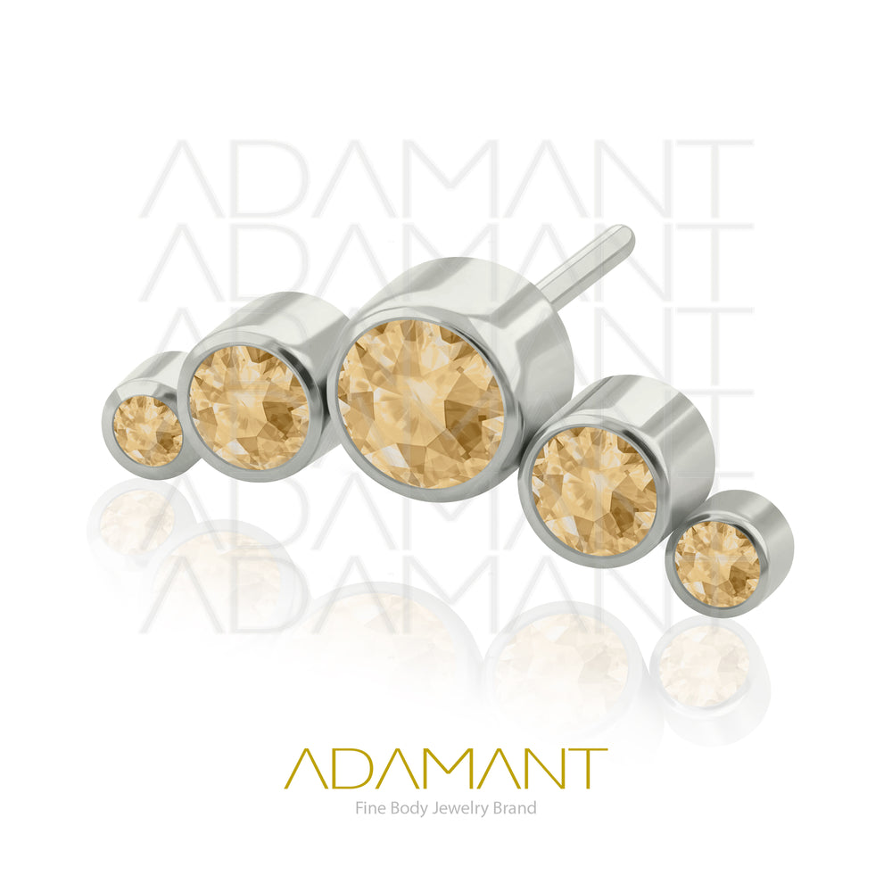 20g-18g-16g-14g Titanio Accesorios Sin Rosca, Five Curved, Bezel set, Cubic Zirconia.