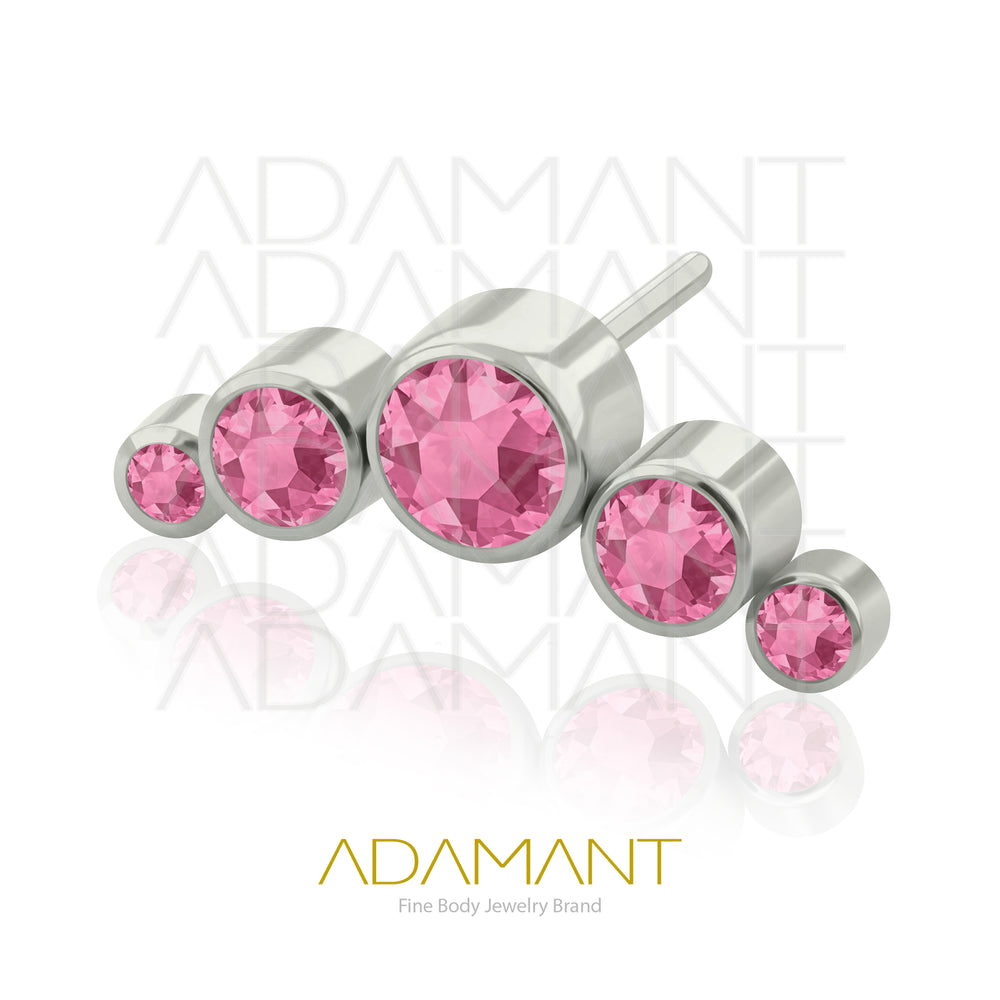 20g-18g-16g-14g Titanio Accesorios Sin Rosca, Five Curved, Bezel set, Cubic Zirconia.