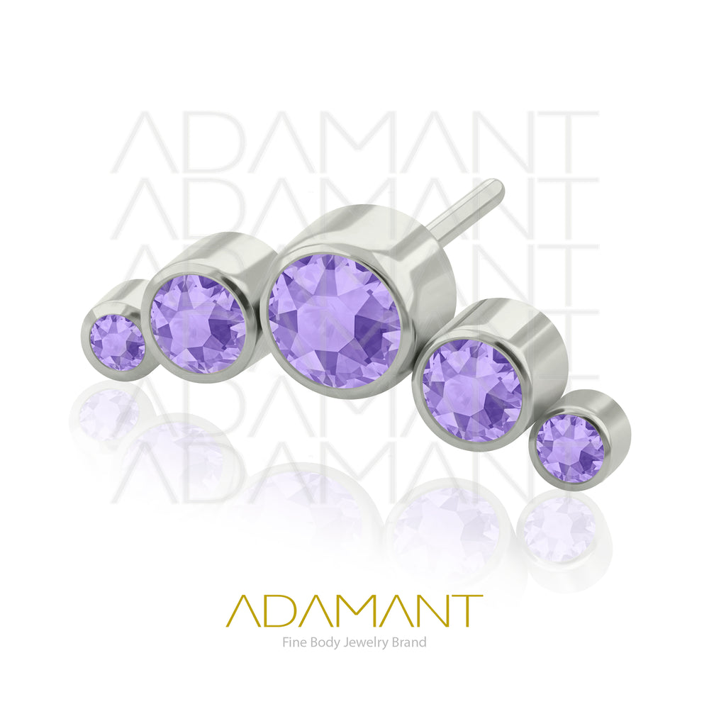 20g-18g-16g-14g Titanio Accesorios Sin Rosca, Five Curved, Bezel set, Cubic Zirconia.