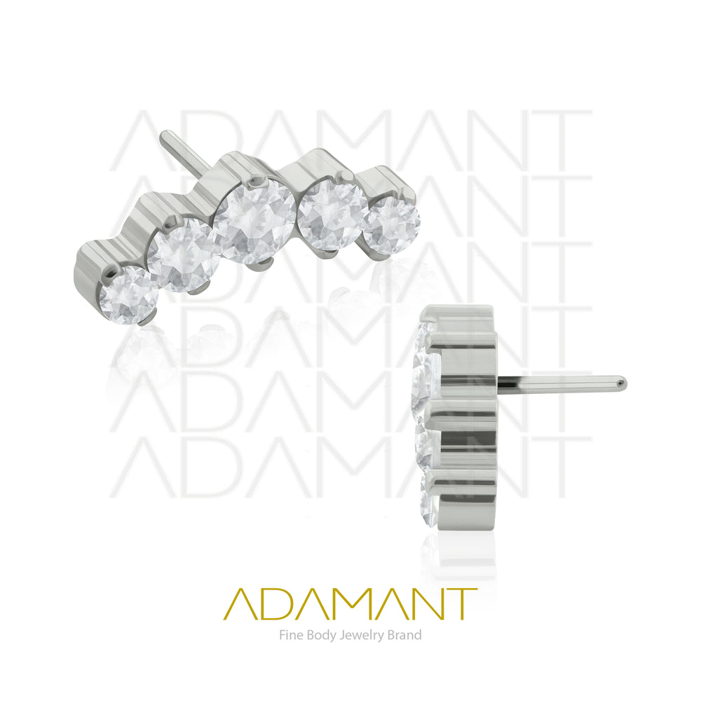 20g-18g-16g-14g Titanio Accesorios Sin Rosca, Five Curved, Prong set, Cubic Zirconia.