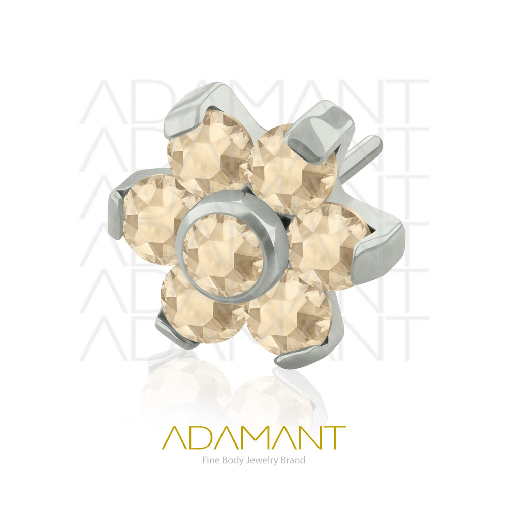 20g-18g-16g-14g Titanio Accesorios Sin Rosca, Flor, Prong set, Cubic Zirconia.