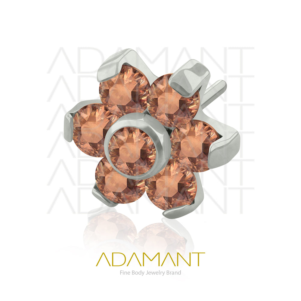 20g-18g-16g-14g Titanio Accesorios Sin Rosca, Flor, Prong set, Cubic Zirconia.