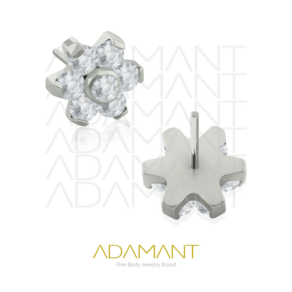 20g-18g-16g-14g Titanio Accesorios Sin Rosca, Flor, Prong set, Cubic Zirconia.