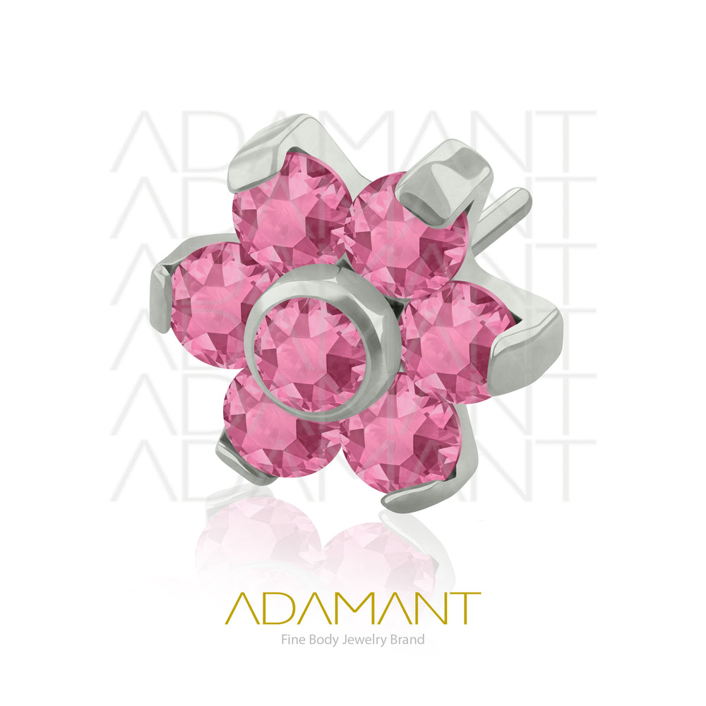 20g-18g-16g-14g Titanio Accesorios Sin Rosca, Flor, Prong set, Cubic Zirconia.